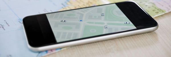 closeup smartphone with gps application